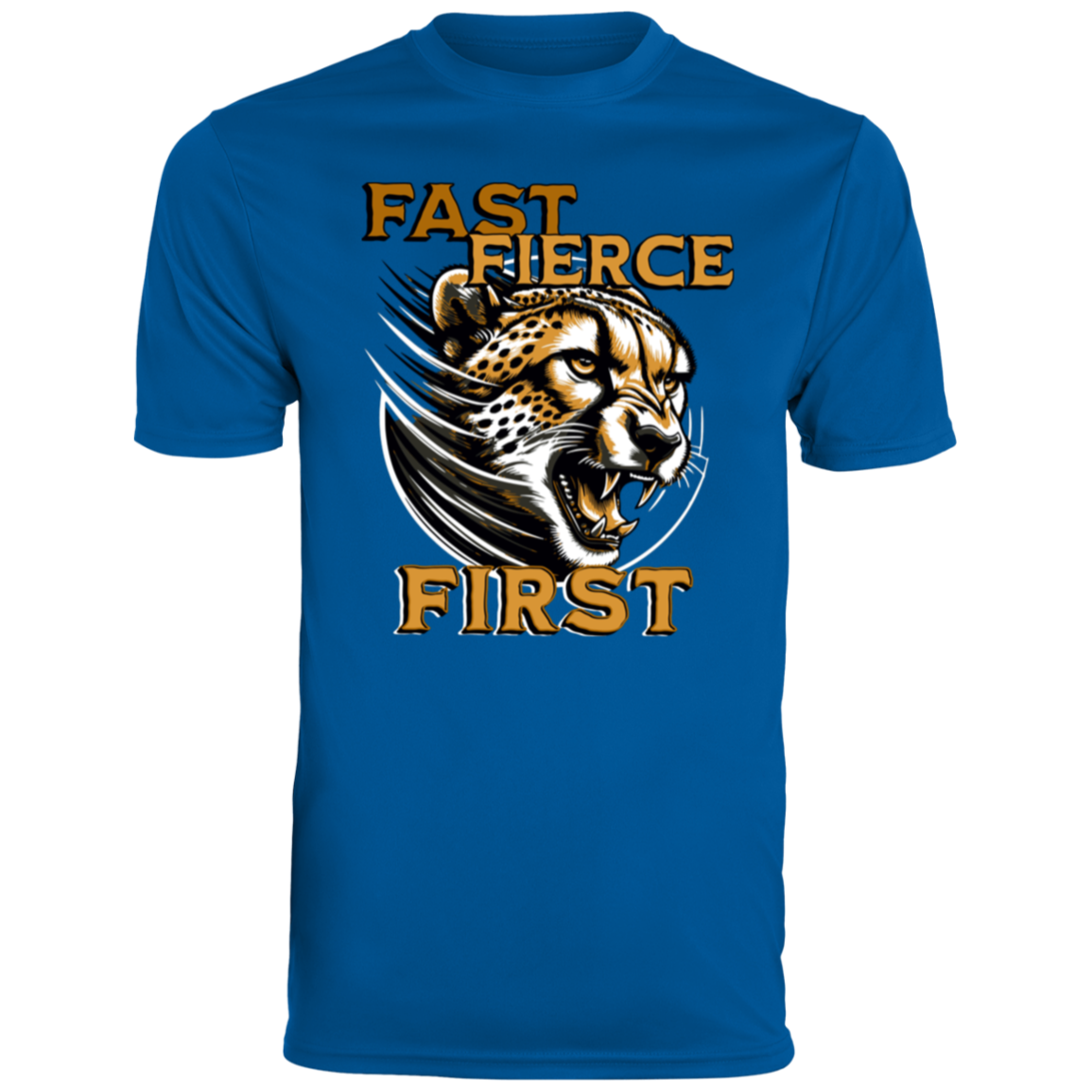 Youth "Fast, Fierce, First" Cheetah T-Shirt - Inspirational Athletic Wear for Kids