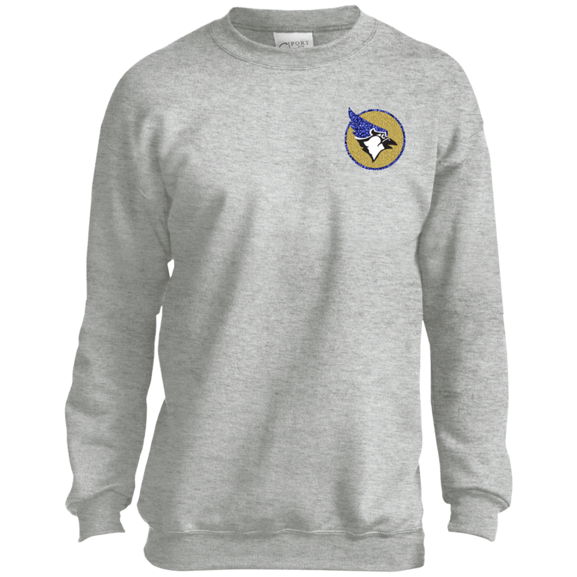 YOUTH Waseca Bluejay Sweatshirt - In My Bluejay Era - Faux Glitter Design