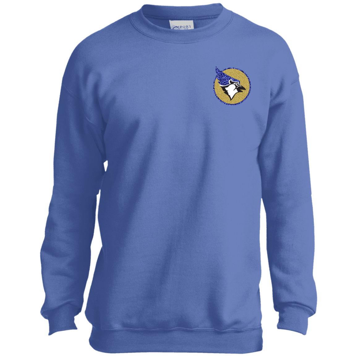 YOUTH Waseca Bluejay Sweatshirt - In My Bluejay Era - Faux Glitter Design