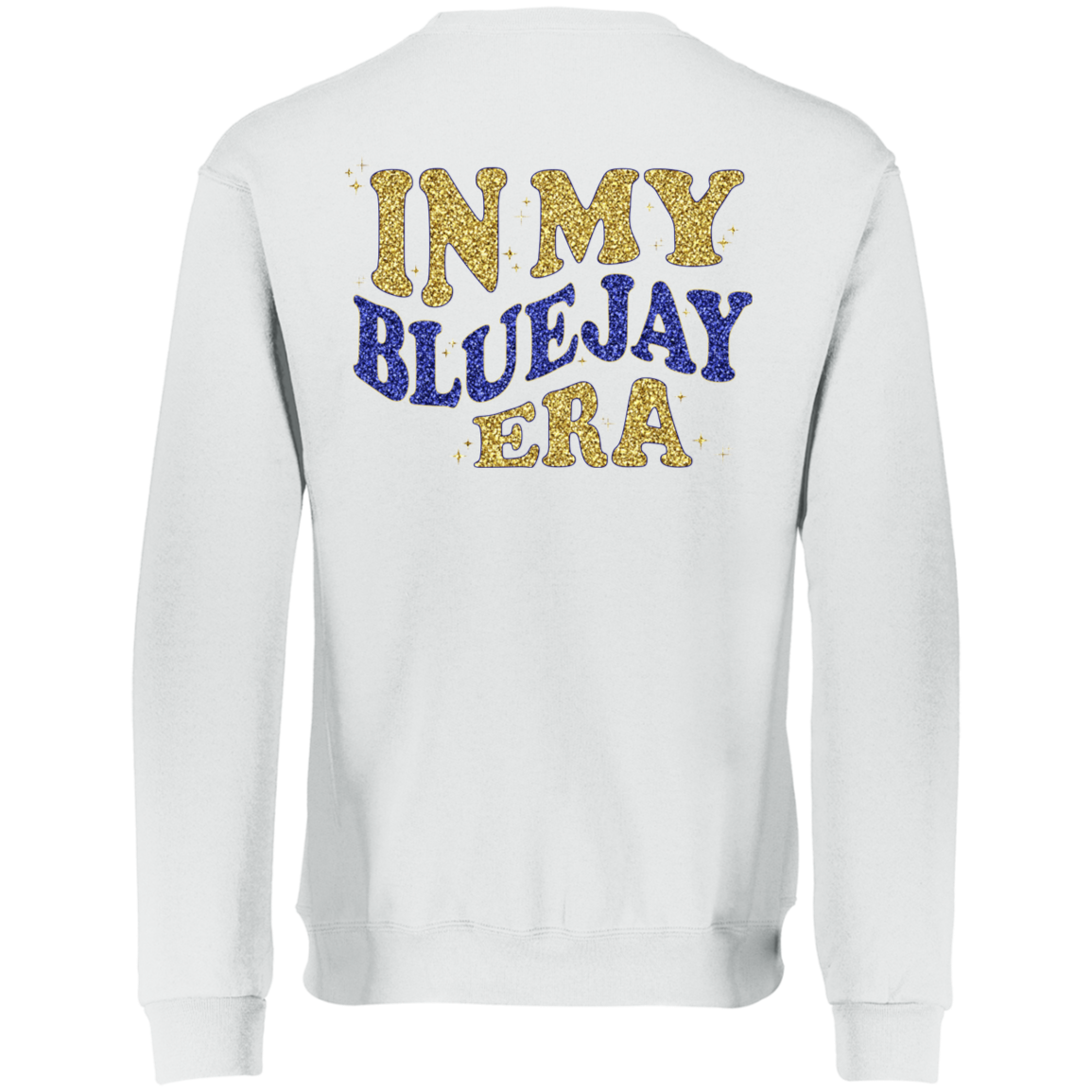 Teen Gift - Waseca Bluejays Sweatshirt - In My Bluejay Era - Full Faux Glitter Design