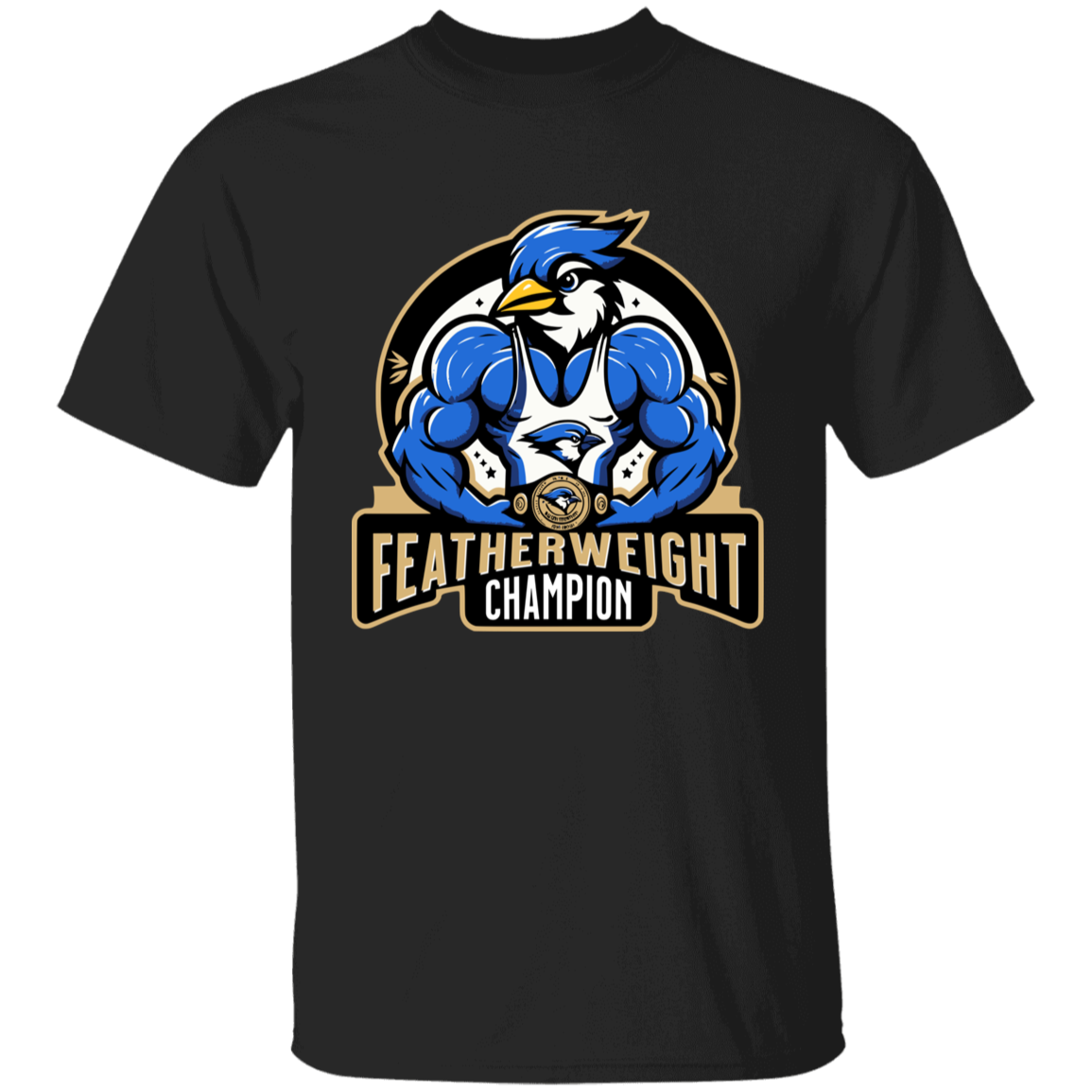 Youth Featherweight Champion T-Shirt - Waseca Bluejay Wrestling - Sports Fan Tee for Kid