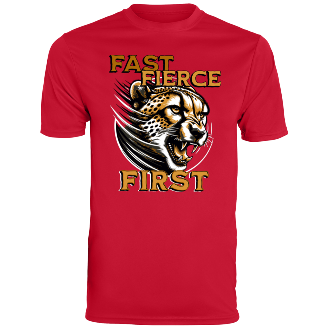 Youth "Fast, Fierce, First" Cheetah T-Shirt - Inspirational Athletic Wear for Kids