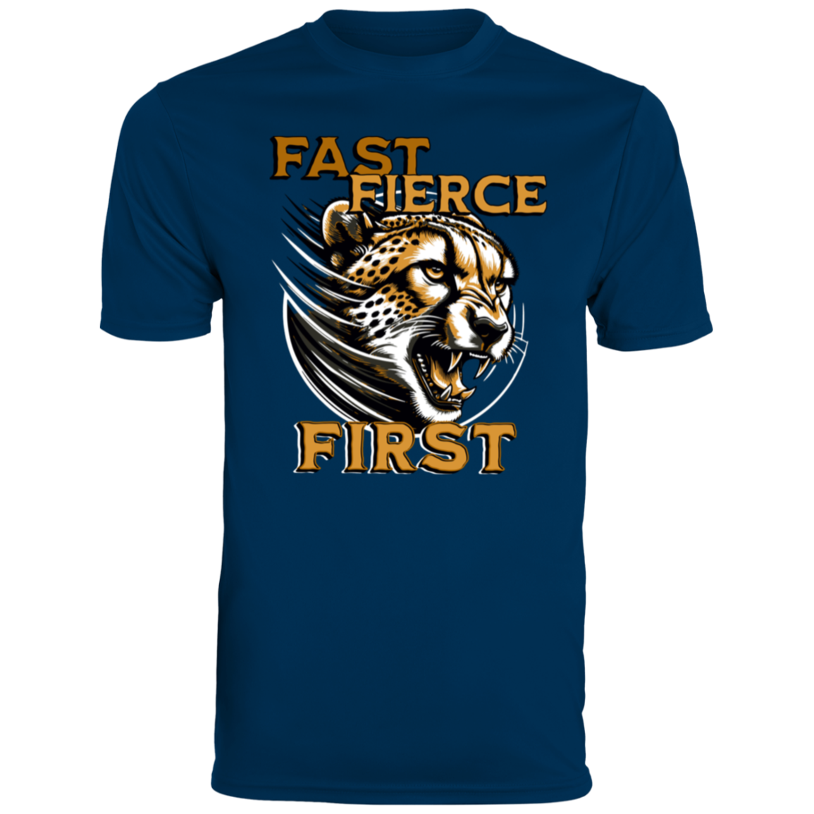 Youth "Fast, Fierce, First" Cheetah T-Shirt - Inspirational Athletic Wear for Kids