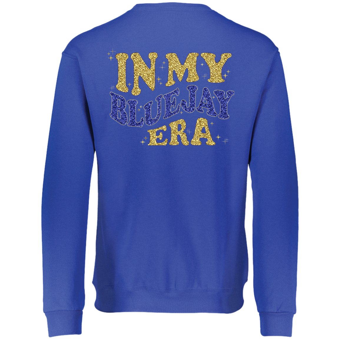 Teen Gift - Waseca Bluejays Sweatshirt - In My Bluejay Era - Full Faux Glitter Design