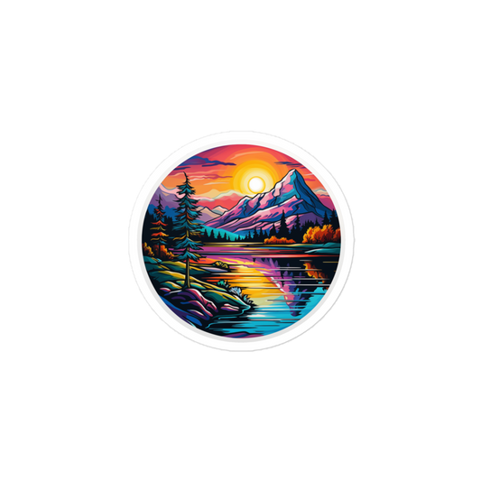 Bright Mountain Reflection Sticker - Graffiti Art Sticker